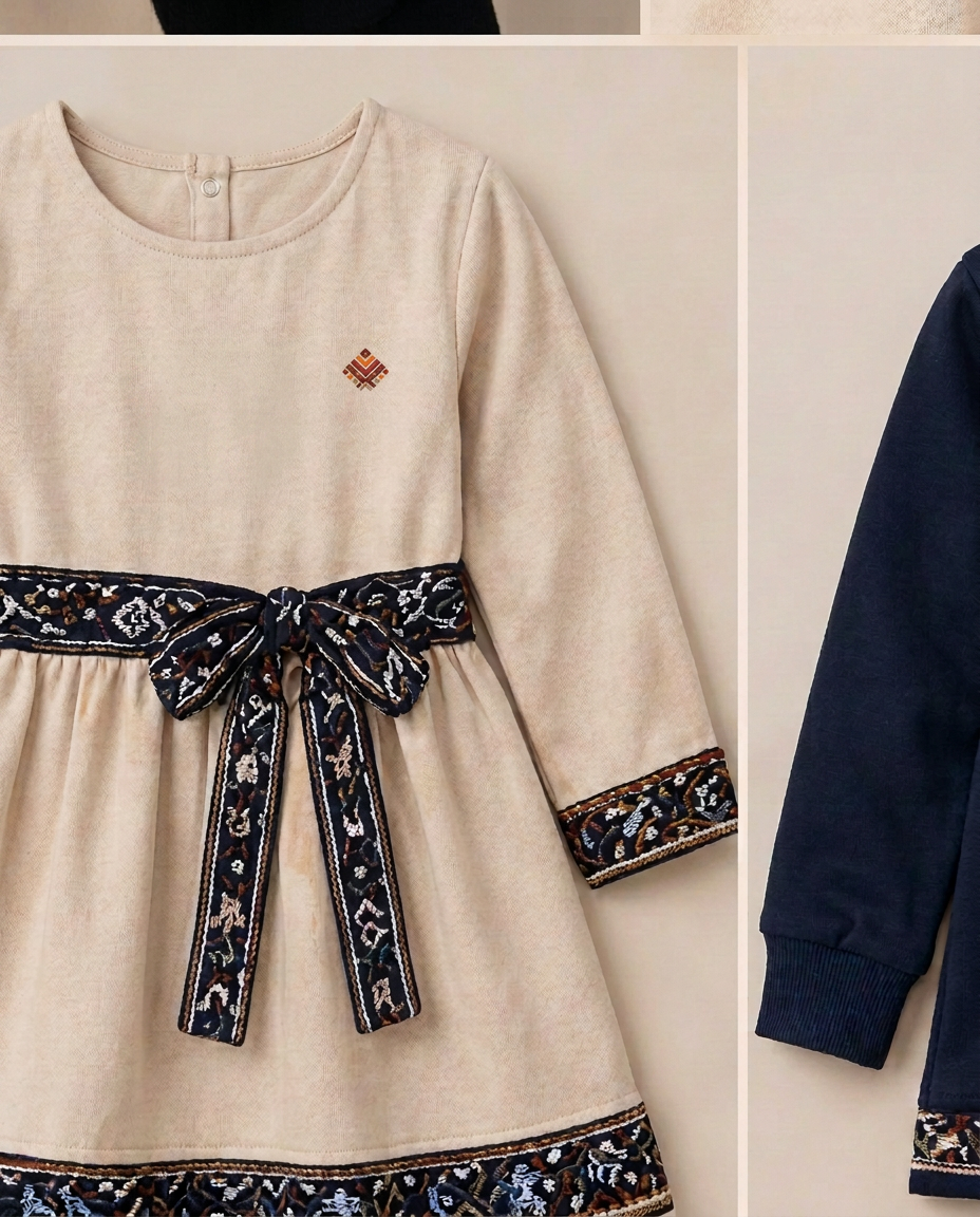 Kids Heritage Dress — Cream