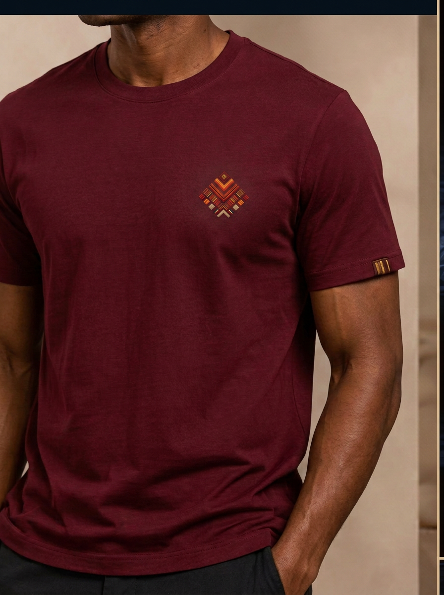 Essential Embroidered T-Shirt — Burgundy